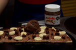 Crepe de Nutella con plátano,  brownie y helado artesanal de chocolate